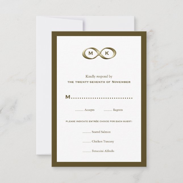 Cartons Réponse Champagne Gold Infinity Habillement main Mariage R (Devant)