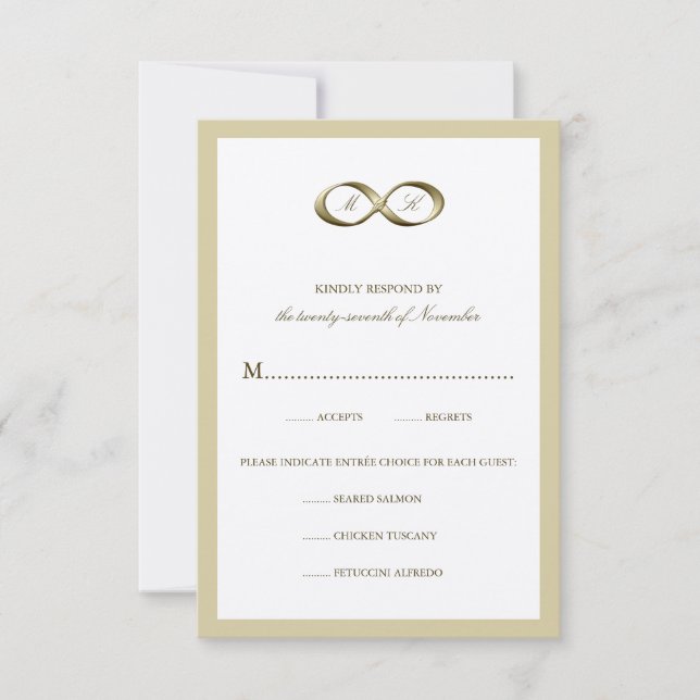 Cartons Réponse Champagne Gold Infinity Habillement main Mariage R (Devant)