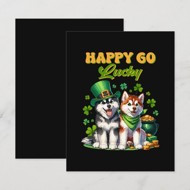 Cartons Réponse Chanceux Toutou Husky Mignon Saint-Patrick (Devant / Derrière)