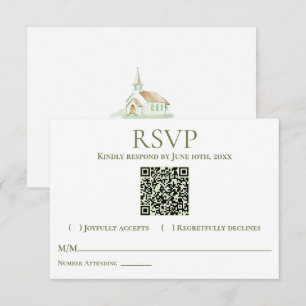 Cartons Réponse Chapelle élégante aquarelle de mariage