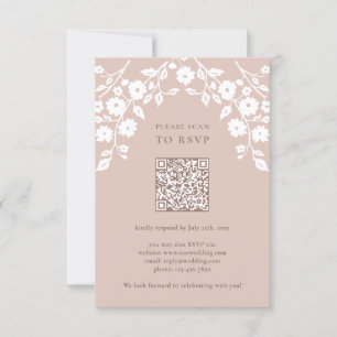 Cartons Réponse Charmant Vintage rose Fleurs folk Floral QR Code