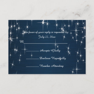 Cartons Réponse Charming Star Struck Mariage   bleu marine