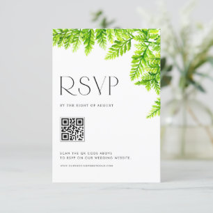 Cartons Réponse Chartreuse Green Fern Feuille Mariage QR Code