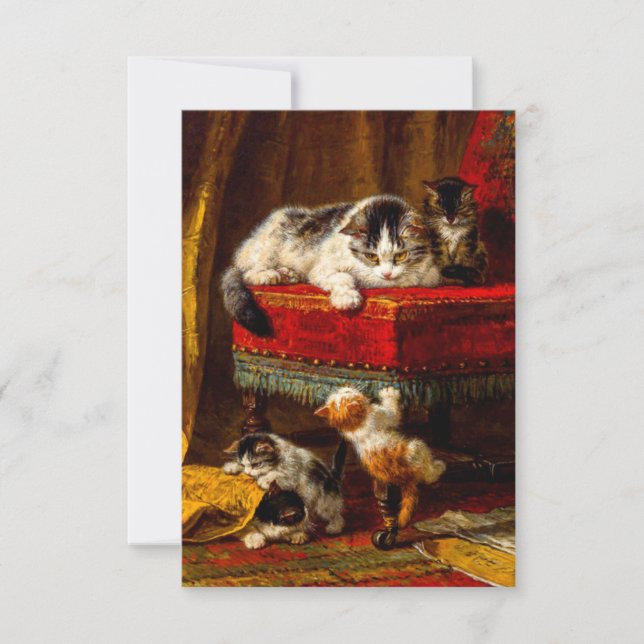 Cartons Réponse Chat et chatons Jouer avec chaise (Devant)