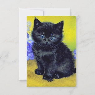 Cartons Réponse Chat noir de Van Gogh Fleurs violettes