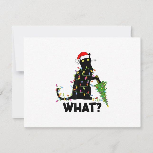 Cartons Réponse Chat Noir Drôle Poussant Arbre De Noël Sur Chat Ch (Devant)