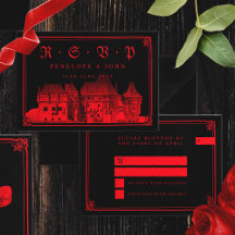 Château gothique Vampire Bordure Mariage rouge noi