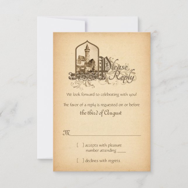 Cartons Réponse Château médiéval de Fairytale une fois à mariage R (Devant)