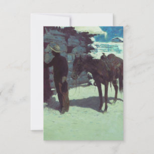 Cartons Réponse Cheval et Cowboy neige hivernale