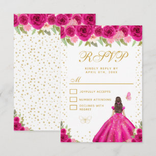 Cartons Réponse Cheveux de brunette rose vif Princesse Sweet Seize