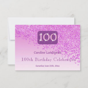 Cartons Réponse Chic 100 Anniversaire Parties scintillant rose RSV