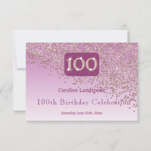 Cartons Réponse Chic 100 Anniversaire Rose Parties scintillant or 