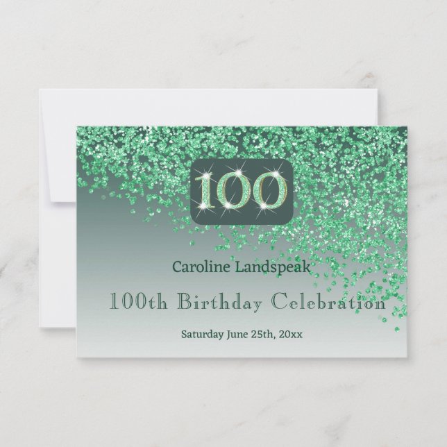 Cartons Réponse Chic 100 Parties scintillant verte anniversaire RS (Devant)