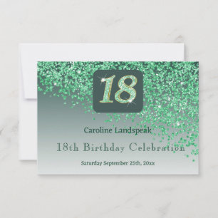 Cartons Réponse Chic 18 Anniversaire Parties scintillant verte RSV