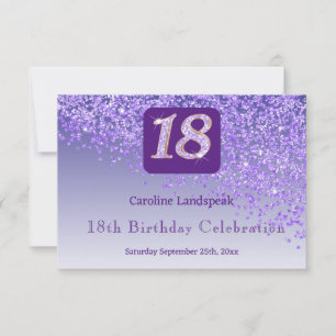 Cartons Réponse Chic 18 Anniversaire Violet Parties scintillant RS