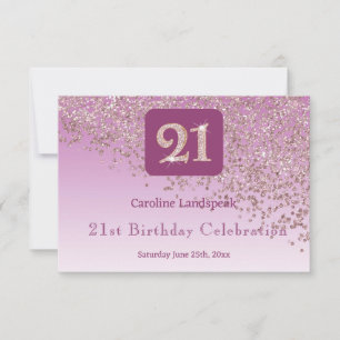 Cartons Réponse Chic 21 Anniversaire Rose Parties scintillant or R