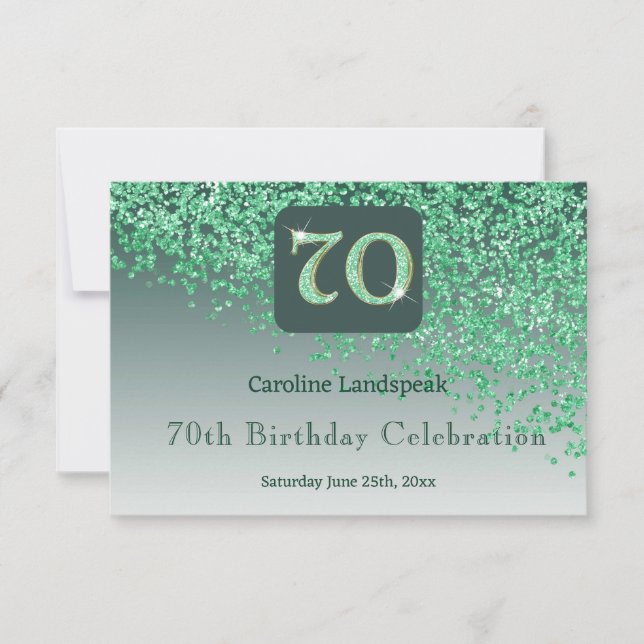 Cartons Réponse Chic 70 Parties scintillant verte anniversaire RSV (Devant)