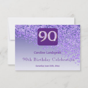 Cartons Réponse Chic 90 Anniversaire Violet Parties scintillant RS