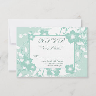Cartons Réponse Chic aqua turquoise tourbillons floraux mariage ré