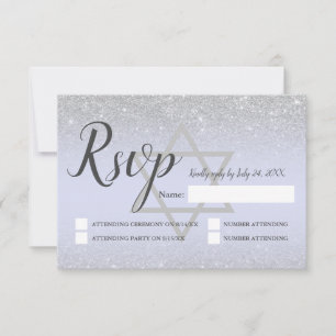Cartons Réponse Chic argent parties scintillant script lavande Bat