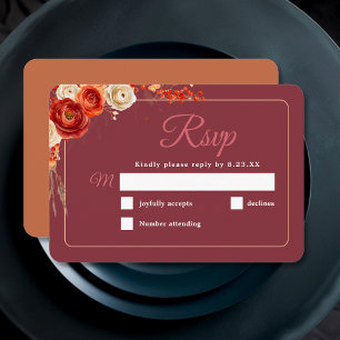 Cartons Réponse Chic Automne Floral Orange Terracotta Mariage