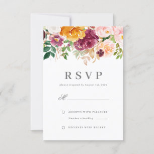 Cartons Réponse Chic Blush & Burgundy Aquarelle Mariage Floral