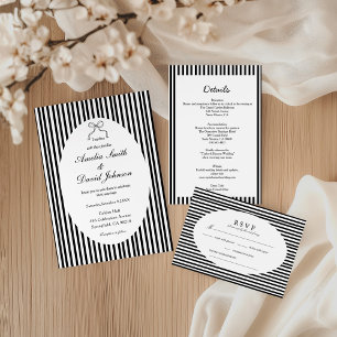 Cartons Réponse Chic Bow Minimaliste Rayure Noir Blanc