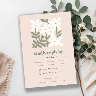Cartons Réponse Chic Dusky Blush Rétro Mariage Floral Minimal