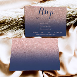 Cartons Réponse Chic faux rose or parties scintillant marine bleu