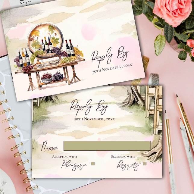 Cartons Réponse Chic Grapevine Inspiré vinerie Rustique Mariage (Chic Grapevine-Inspired Winery Rustic Wedding RSVP Card)