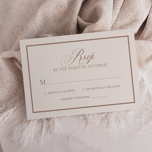 Cartons Réponse Chic Ivory and Taupe Border | Luxe Neutral Wedding (Créateur téléchargé)
