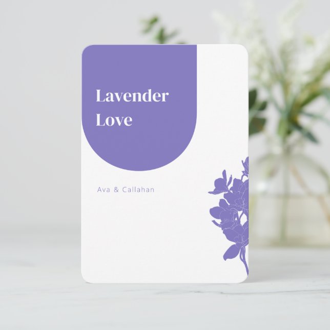 Cartons Réponse Chic Lavender Amour Moderne Mariage violet (Debout devant)