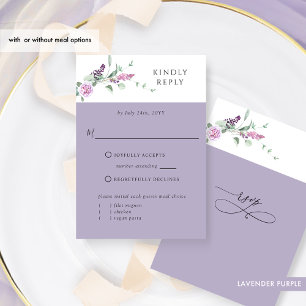 Cartons Réponse Chic Lavender Pastel Floral avec ou sans repas