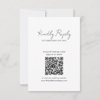 Cartons Réponse Chic Minimalist Handwriting Script Wedding QR Code