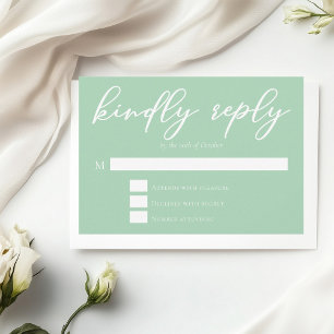 Cartons Réponse Chic Mint Green Typographie Blanc Mariage de print