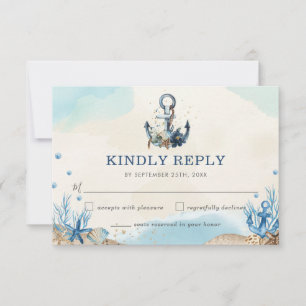 Cartons Réponse Chic Nautical Ancre Beach Mariage moderne