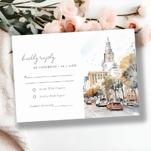 Cartons Réponse Chic Orlando Floride Skyline Mariage d'aquarelle