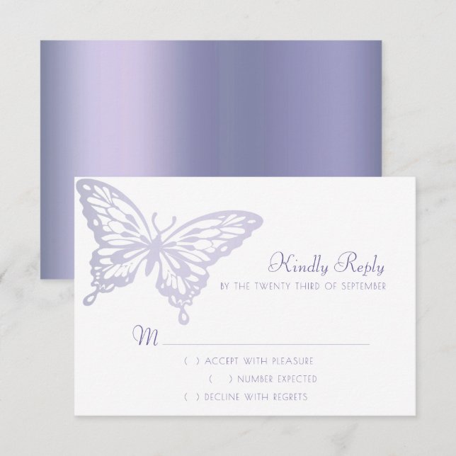 Cartons Réponse Chic papillon | Dusty Lavender violet violet (Devant / Derrière)