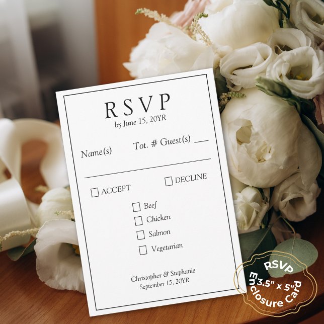 Cartons Réponse Chic Personnalisé Minimal 1 Photo Style journal (Minimalist Chic One Photograph Modern Typography Newspaper Wedding RSVP Card)