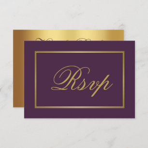 Cartons Réponse Chic Plum violet Mariage de script de calligraphie