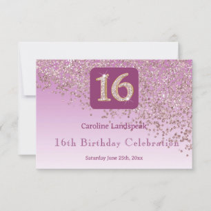 Cartons Réponse Chic Rose Parties scintillant or, Seize Anniversai