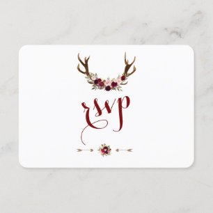Cartons Réponse Chic Rustique Bourgogne Marsala Floral Antlers RSV