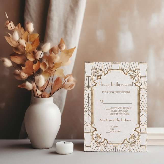 Cartons Réponse Chic White Gold Great Gatsby Art Déco années 1920  (Créateur téléchargé)