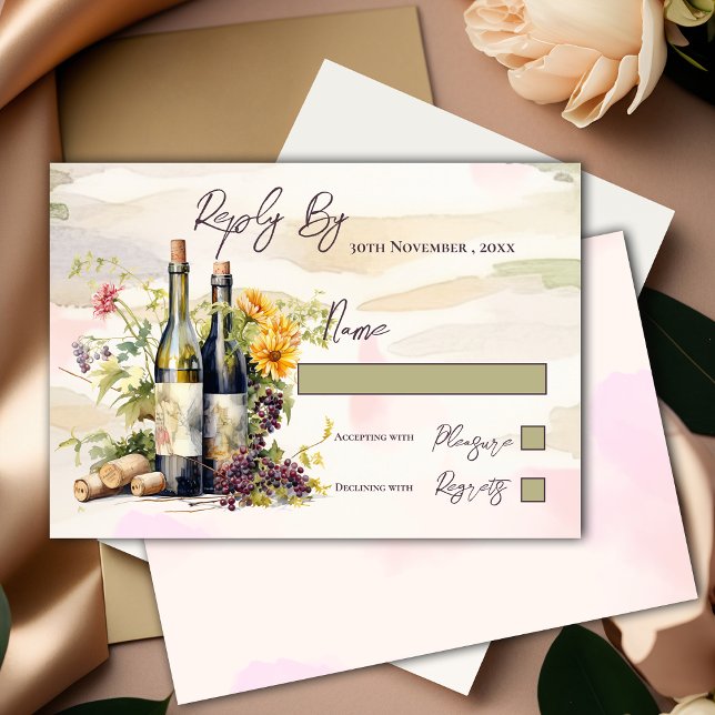 Cartons Réponse Chic Winery Rustic Grapevine inspiré Mariage (Chic Winery Rustic Grapevine-Inspired Wedding RSVP Card)