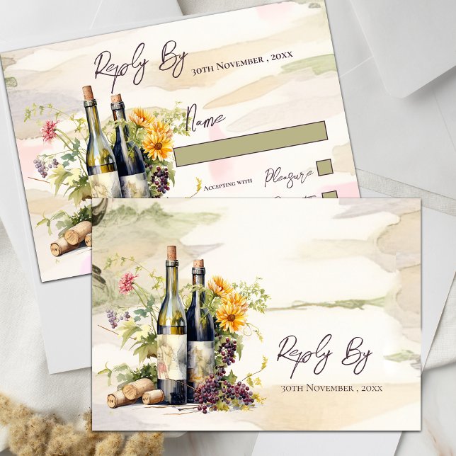 Cartons Réponse Chic Winery Rustic Grapevine inspiré Mariage (Chic Winery Rustic Grapevine-Inspired Wedding RSVP Card)