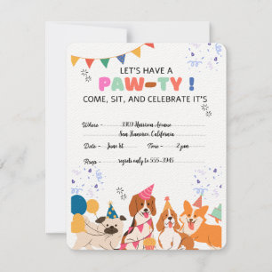 Cartons Réponse Chien chiot Anniversaire Fête Chiot Paw-ty Invitat