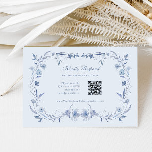 Cartons Réponse Chinoiserie bleu clair   Mariage de code QR