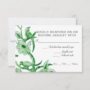 Cartons Réponse Chinoiserie Bleue Fleurie Asiatique Aquarelle