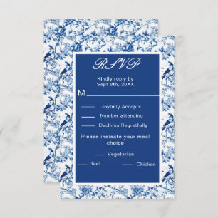 Cartons Réponse Chinoiserie Blue Birds and Flowers Mariage