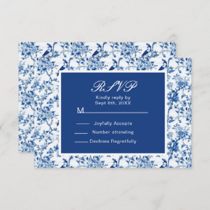Cartons Réponse Chinoiserie Blue Birds and Flowers Mariage
